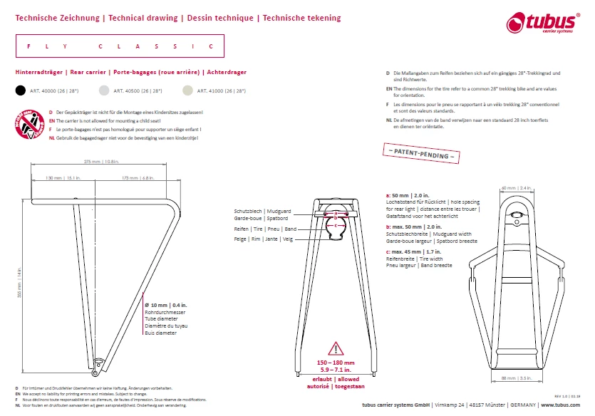 PORTE BAGAGE TUBUS FLY EVO BLACK 26-28" 3 PORTE BAGAGE TUBUS FLY EVO BLACK 26-28" – Image 3