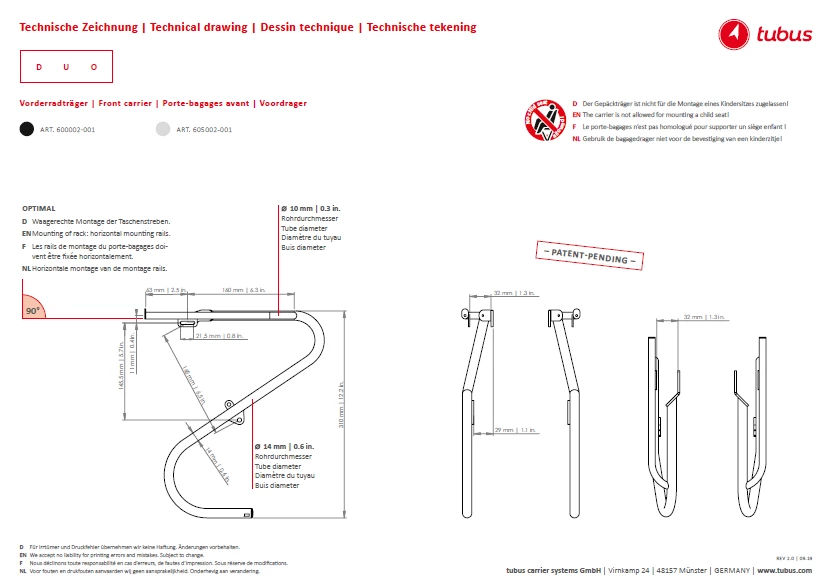 PORTE-BAGAGES TUBUS DUO LOWRIDER 26-28" NOIR 2 PORTE-BAGAGES TUBUS DUO LOWRIDER 26-28" NOIR – Image 2